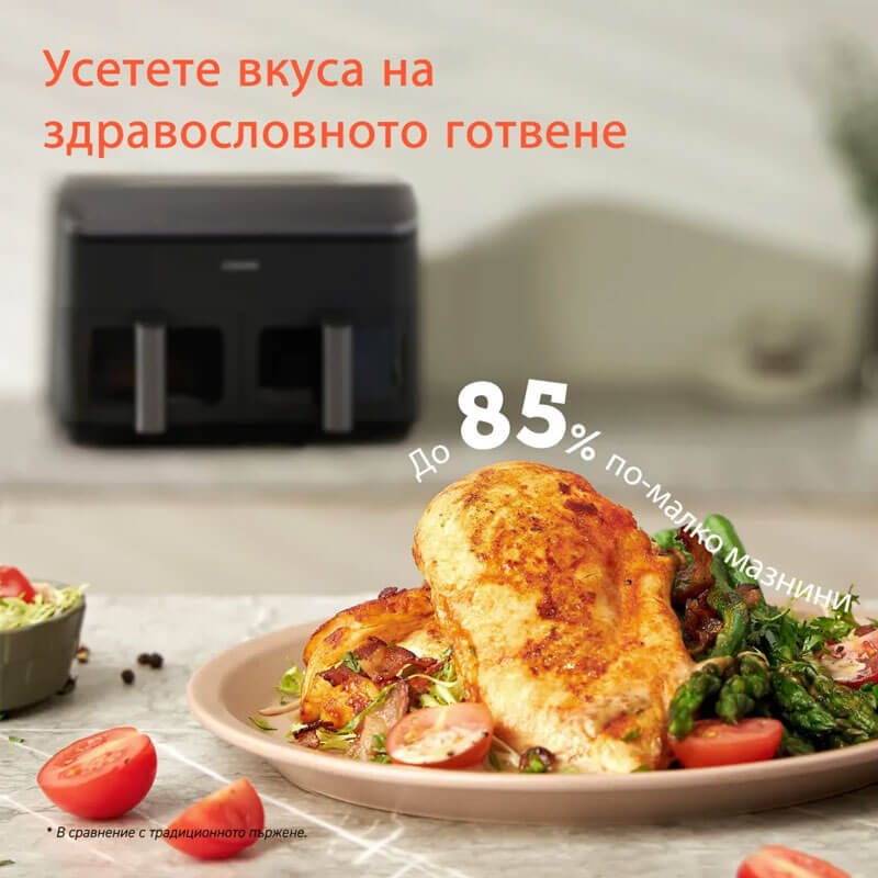 Фритюрник с горещ въздух Cosori Dual Basket CAF-R901, 8.5L, Черен