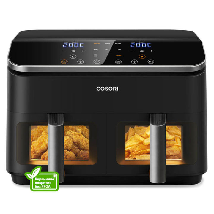 Фритюрник с горещ въздух Cosori Dual Basket CAF-R901, 8.5L, Черен