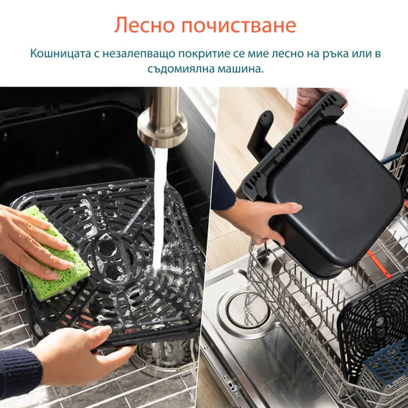 Фритюрник с горещ въздух Cosori Dual Blaze CAF-P583S, 6.4L, Черен