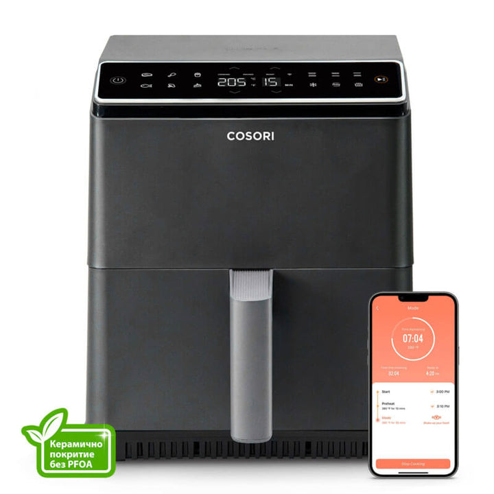 Фритюрник с горещ въздух Cosori Dual Blaze Pro CAF-P681S, 6.4L, Черен