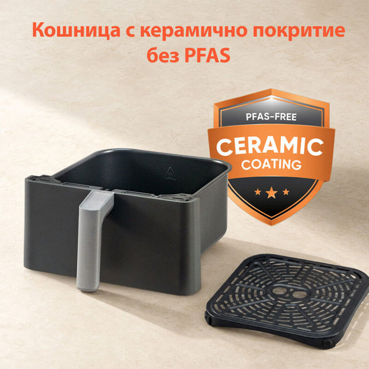 Фритюрник с горещ въздух Cosori Dual Blaze Pro CAF-P681S, 6.4L, Черен
