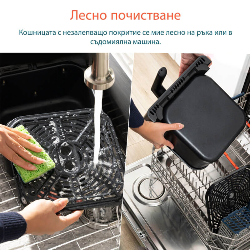Фритюрник с горещ въздух Cosori Dual Blaze Pro CAF-P681S, 6.4L, Черен