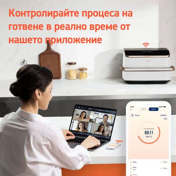 Фритюрник с горещ въздух Cosori Dual Blaze TwinFry CAF-TF101S, 10L, Черен