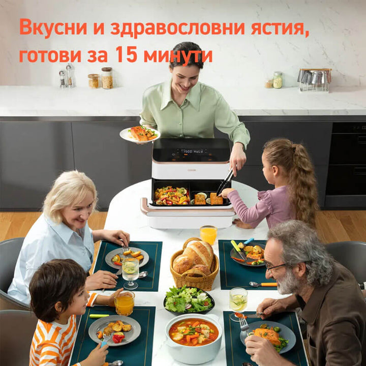 Фритюрник с горещ въздух Cosori Dual Blaze TwinFry CAF-TF101S, 10L, Черен