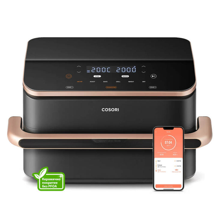 Фритюрник с горещ въздух Cosori Dual Blaze TwinFry CAF-TF101S, 10L, Черен
