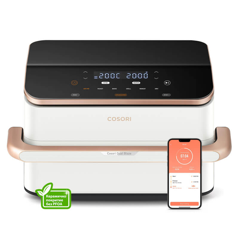 Фритюрник с горещ въздух Cosori Dual Blaze TwinFry CAF-TF101S, 10L, Бял