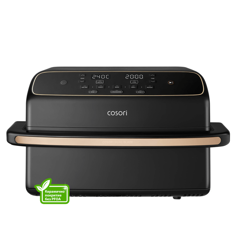 Фритюрник с горещ въздух Cosori Dual Blaze TwinFry Compact CAF-TF801, 8.6L, Черен