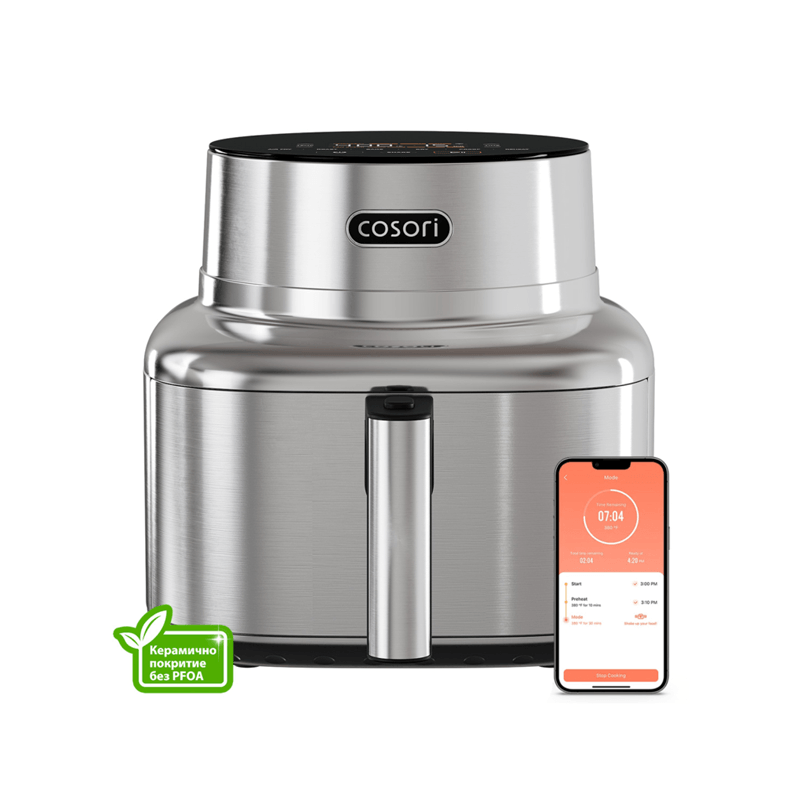Фритюрник с горещ въздух Cosori Iconic CAF-SE601S, 6.2L, Неръждаема стомана