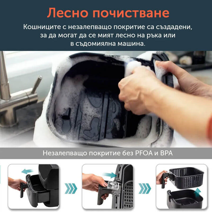 Фритюрник с горещ въздух Cosori Premium Air Fryer CP158-AF, 5.5L, Черен