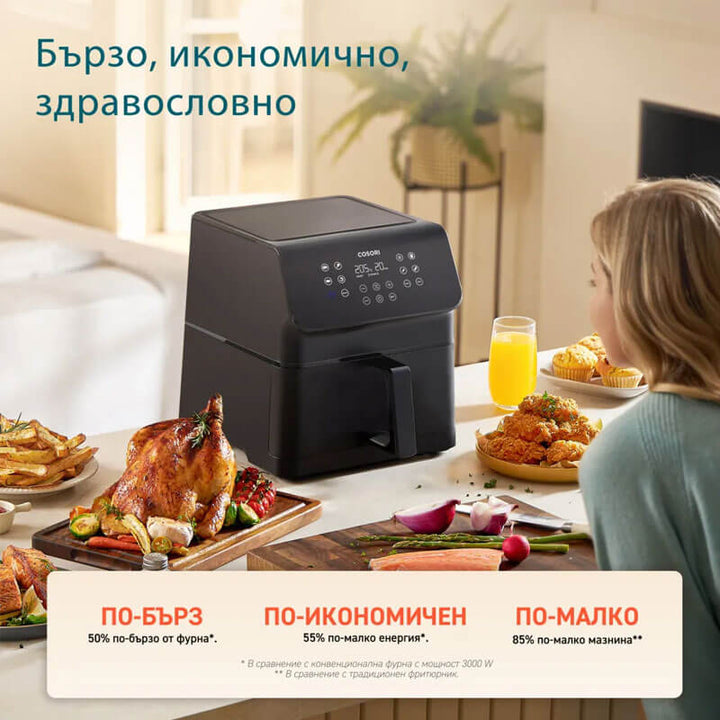 Фритюрник с горещ въздух Cosori Premium Ⅱ Air Fryer CAF-P651-KEUR, 6.2L, Черен