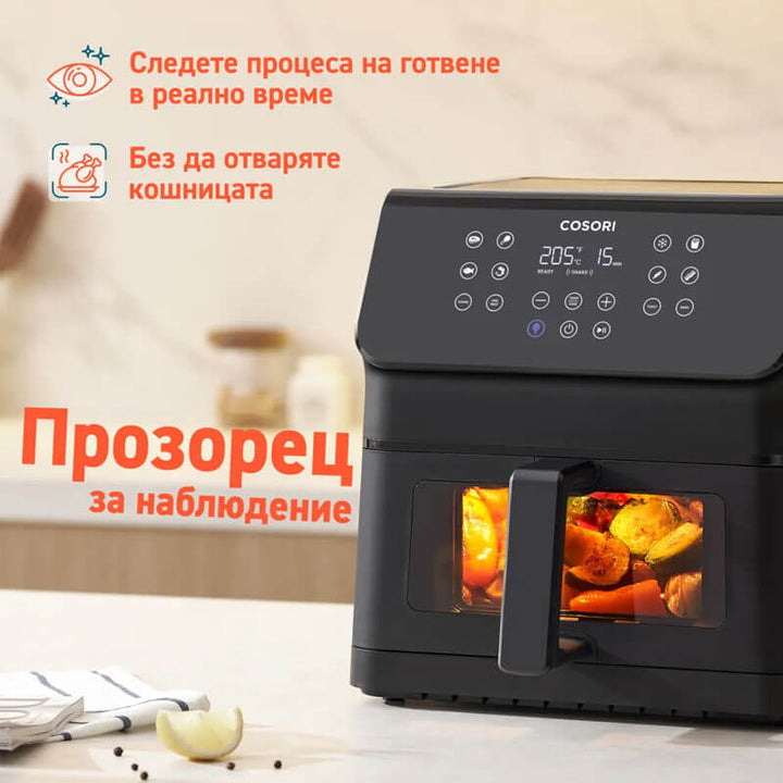 Фритюрник с горещ въздух Cosori Premium Ⅱ Plus Air Fryer CAF-P653-KEUR, 6.2L, Черен