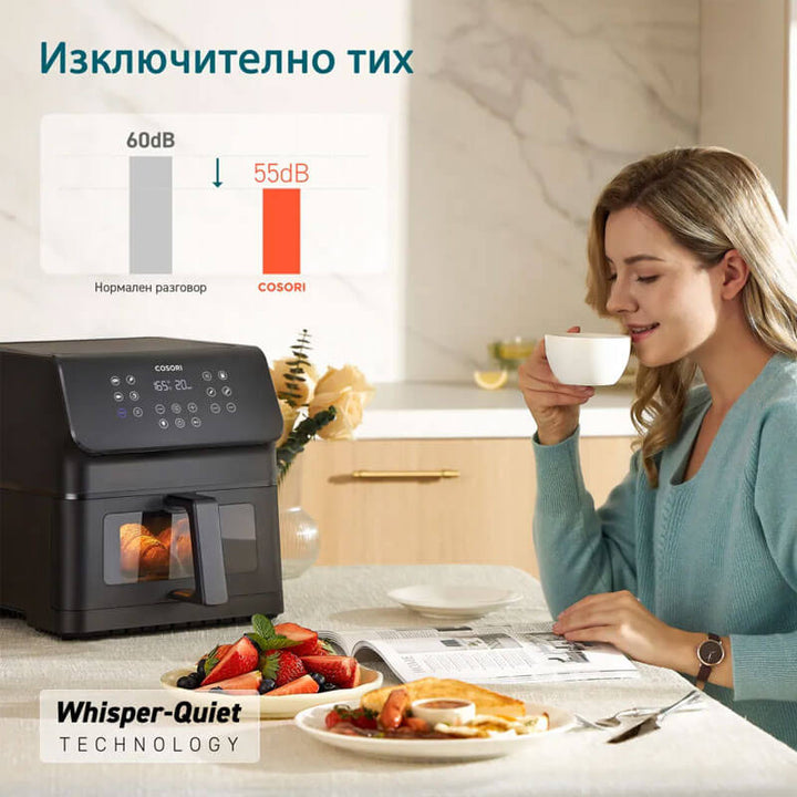 Фритюрник с горещ въздух Cosori Premium Ⅱ Plus Air Fryer CAF-P653-KEUR, 6.2L, Черен