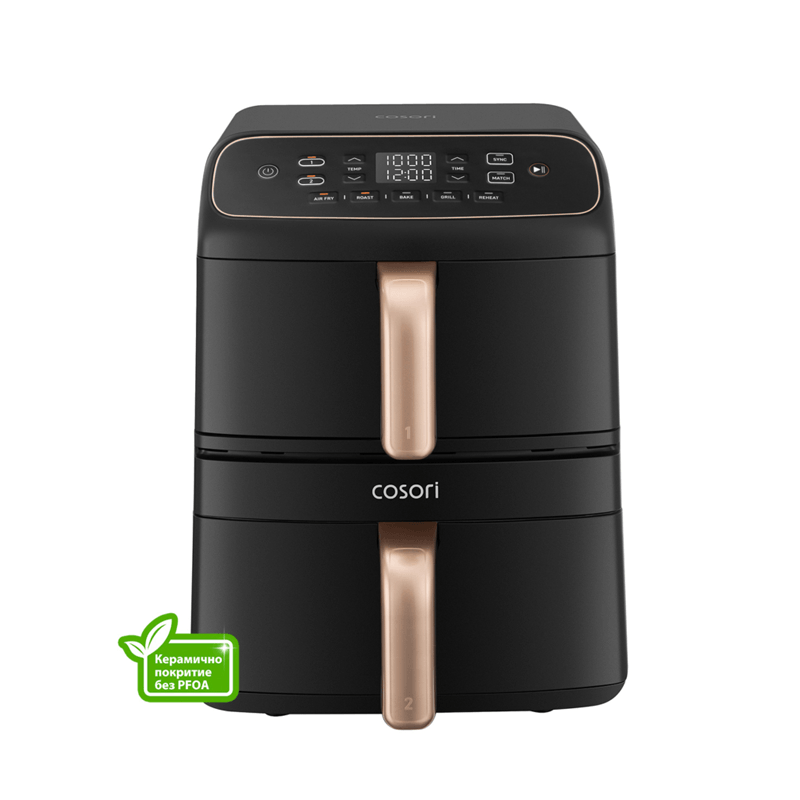 Фритюрник с горещ въздух Cosori Turbo Tower Compact CAF-DC861, 8.6L, Черен