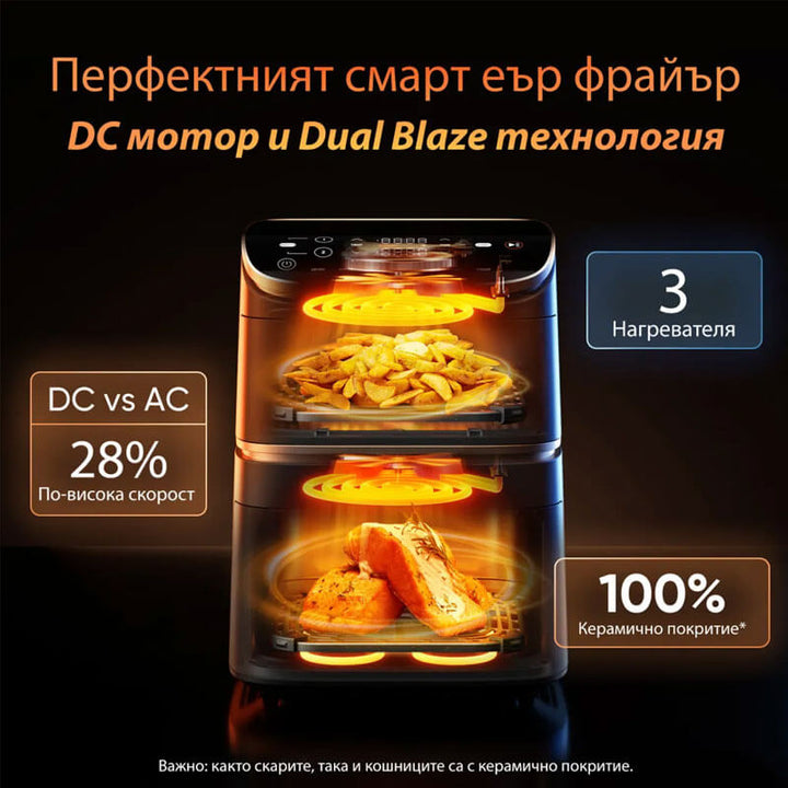 Фритюрник с горещ въздух Cosori Turbo Tower Pro CAF-DC123S, 10.8L, Черен
