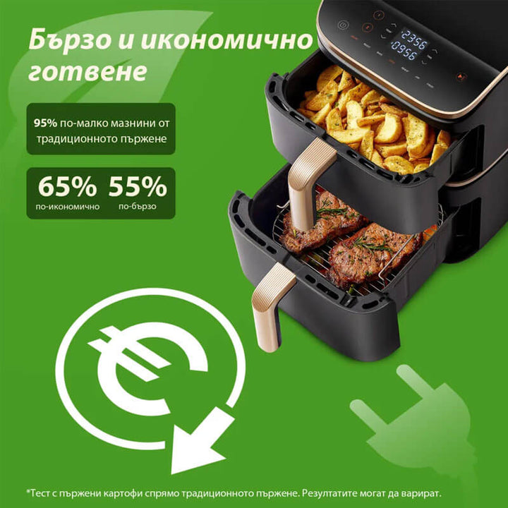 Фритюрник с горещ въздух Cosori Turbo Tower Pro CAF-DC123S, 10.8L, Черен