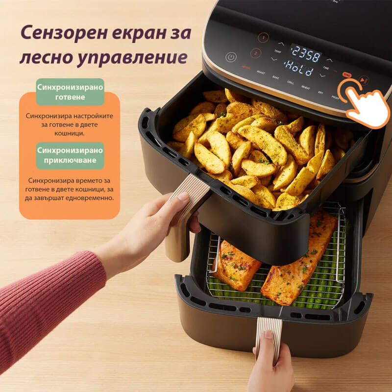 Фритюрник с горещ въздух Cosori Turbo Tower Pro CAF-DC123S, 10.8L, Черен