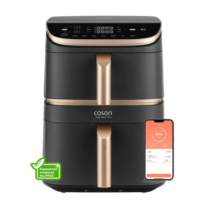 Фритюрник с горещ въздух Cosori Turbo Tower Pro CAF-DC123S, 10.8L, Черен