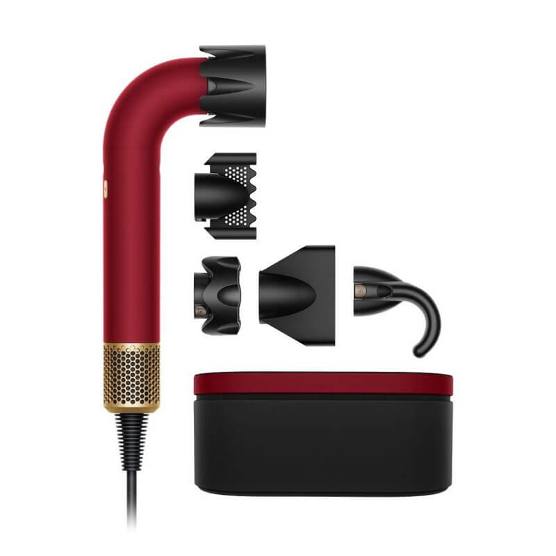 Сешоар Dyson - Supersonic r HD17 Straight+Wavy, 1700 W, 5 приставки, Red Velvet/Gold