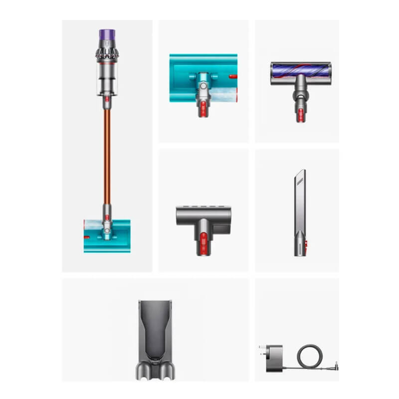 Вертикална прахосмукачка Dyson - V10 Cyclone Submarine, 150AW, мокро почистване, никел/медна