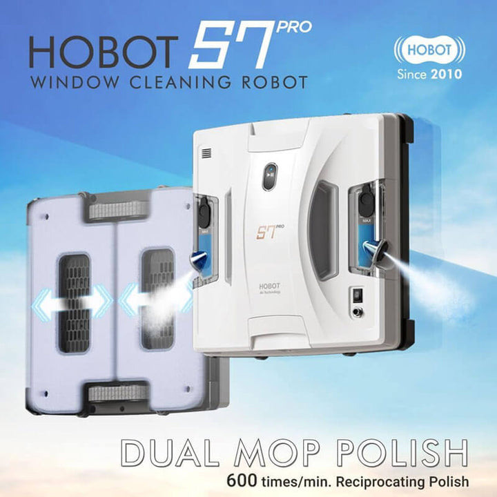 Hobot S7 PRO – робот за миене на прозорци с 2 вибриращи мопа и автоматично пръскане