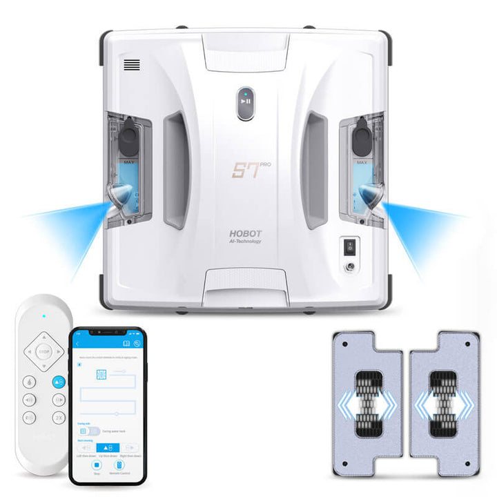 Hobot S7 PRO – робот за миене на прозорци с 2 вибриращи мопа и автоматично пръскане