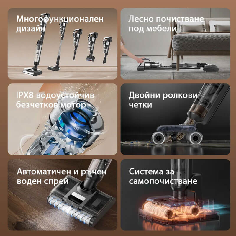 Вертикална прахосмукачка за сухо и мокро почистване JIMMY PW11 Pro Max