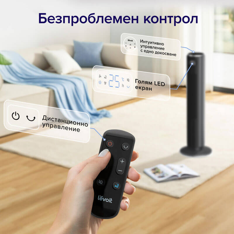 Вентилатор тип кула Levoit TempSense 42 DC Tower Fan (107 см)