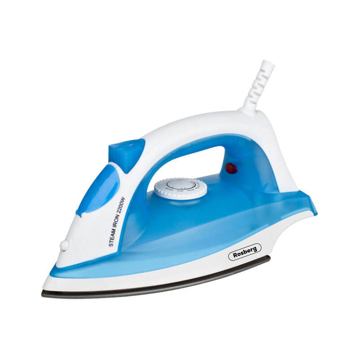 Парна ютия Rosberg R51050AT, 2200W, 150 мл, Тефлонова плоча, Син/Бял