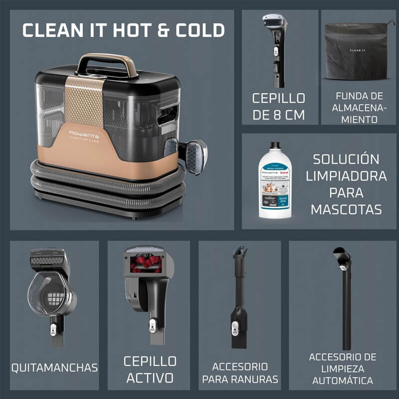Уред за почистване на петна Rowenta – Clean It Hot & Cold, 1150 W, кафяв
