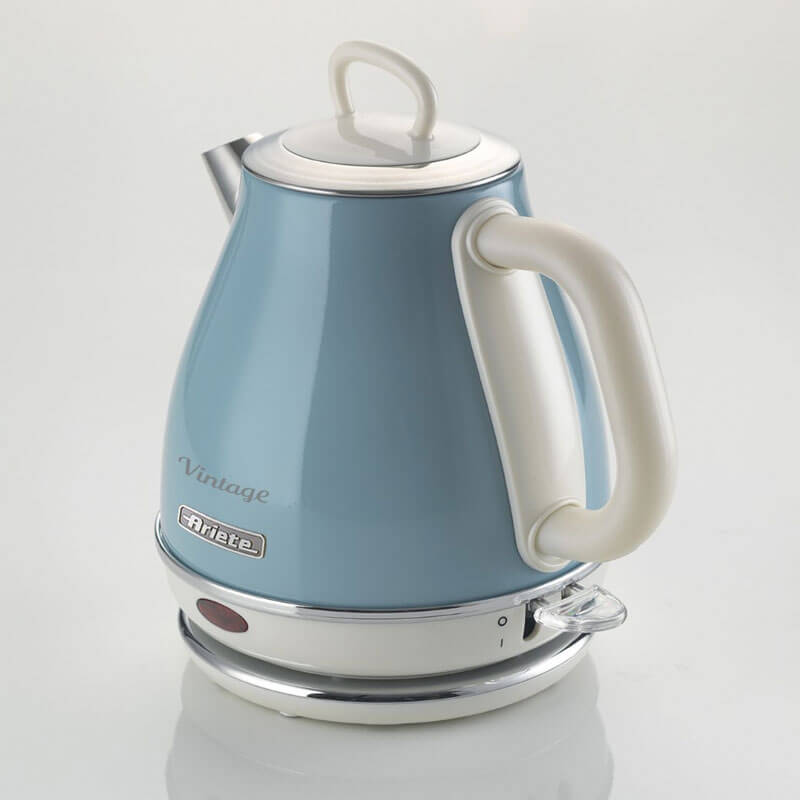 Електрическа кана Ariete - Vintage 2868, 1 л, 1600W, светлосиня / бежова / зелена